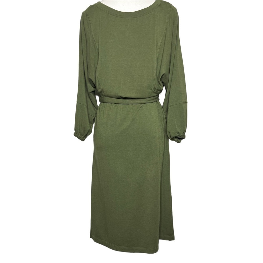 Anthropologie Long Sleeve Thalia Midi Dress in Olive Green - Picture 4 of 8
